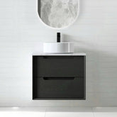 BV07WH Black Oak Fingerpull Wall Hung Vanity - 600 / 750 / 900 / 1200-S / 1200-D / 1500 mm